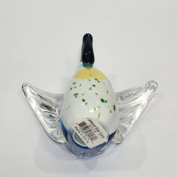 Diamond Star 5" Art Glass Bird Figurine Blue and Yellow Decor - Picture 7 of 8